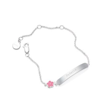 Personalised Girl's Sterling Silver My Little Love Flower Identity Bracelet – Christening, Birthday Or Flower Girl Gift, 3 of 6