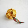 Yellow Leather Hydrangea Christmas Ball Ornament, thumbnail 3 of 4