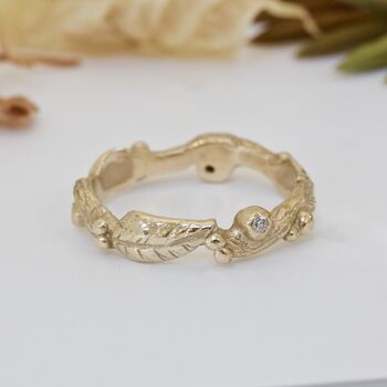 Gold And Diamond Wood Nymph Leaf Ring, 6 of 7
