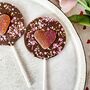 Peach Heart Milk Chocolate Lollipop, thumbnail 1 of 2