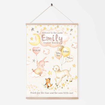 Personalised Keepsake Birth Print Lullaby Animals, 4 of 7