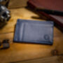 Blue Leather Card Holder With Rfid Protection, thumbnail 1 of 5