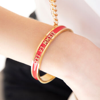 Personalised Special Date Bangle Handmade 18 Ct Gold, 4 of 8