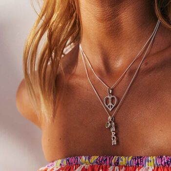 Peace Heart Sterling Silver / Gold Plated Birthstone Necklace, 3 of 12