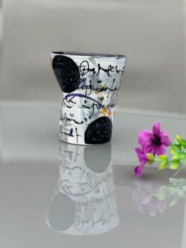 Handmade Porcelain Tumbler With Asemic Script And Graphic Marks, 5 of 5