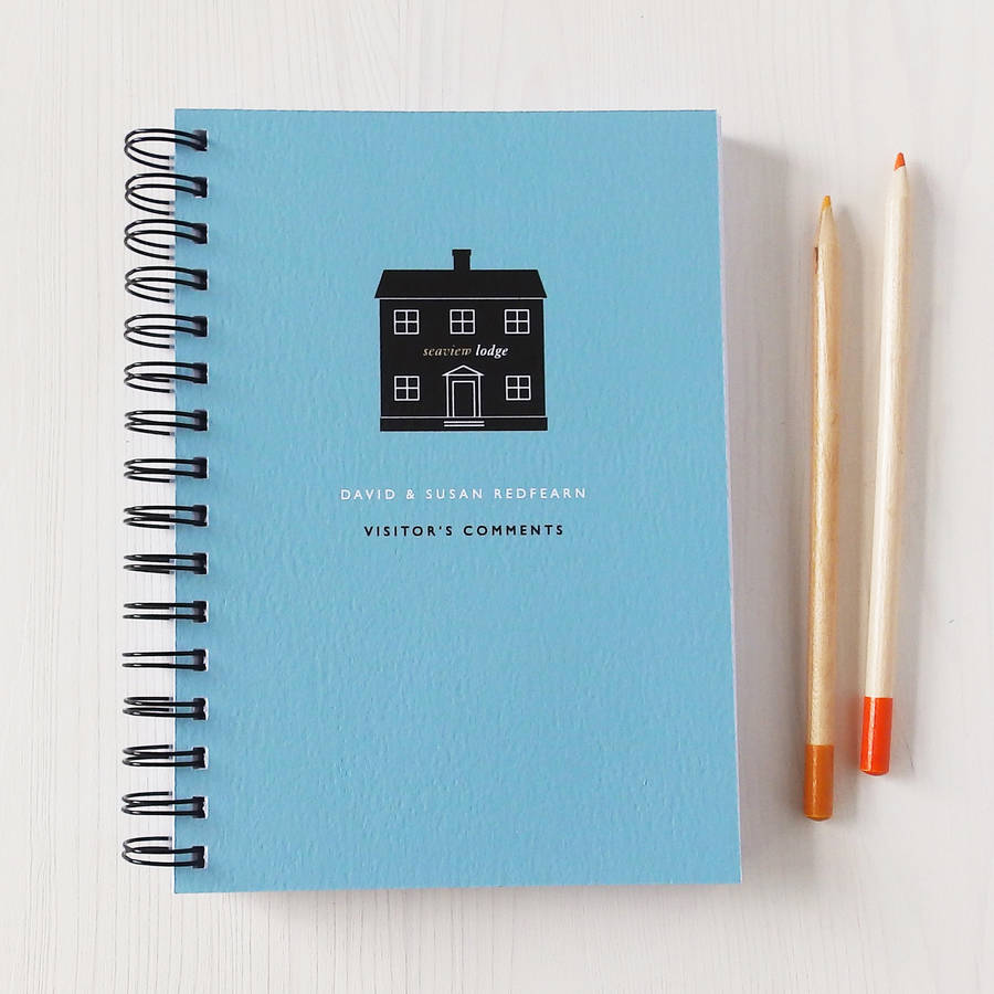 personalised visitor or guest journal or notebook by designed