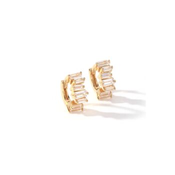 Gold Plated Sterling Silver Cz Huggie Earrings, 2 of 4