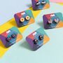 Colourful Little Wise Owl Wooden Stud Earrings, thumbnail 2 of 2