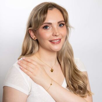 Gold Plated Sterling Silver November Citrine Birthstone Stud Earrings, 3 of 6