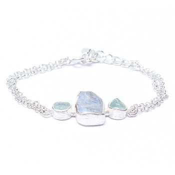 Moonstone And Aquamarine Handmade Silver Bracelet, 4 of 5