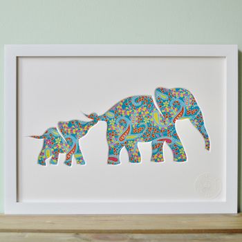 Personalised Baby Elephant And Mother Artwork, 6 of 12