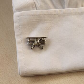 Airplane Silver Cufflinks Gift For Pilots 316 L Stainless Steel Aviation Accessory, 4 of 6