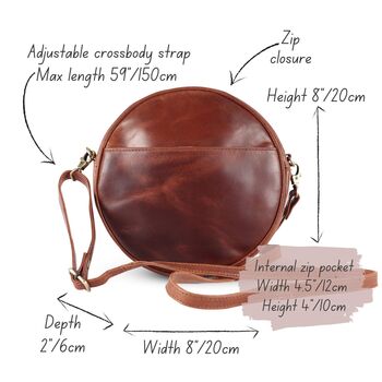 Leather Circle Shoulder Bag, Distressed Brown, 6 of 6