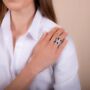Statement Black Agate 925 Sterling Silver Statement Ring, thumbnail 4 of 4