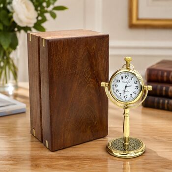 Engraved 5th Anniversary Gold Colour Desk Clock Gift – Personalised Father's Day Keepsake, 8 of 11