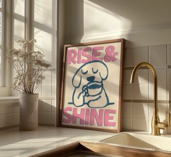 Rise And Shine Retro Print Kitchen Poster Bedroom Art Hand Drawn, 3 of 11