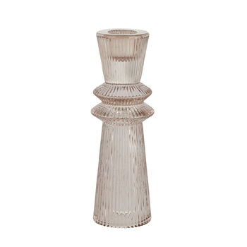Pale Pink Fluted Glass Candle Stick, 5 of 5