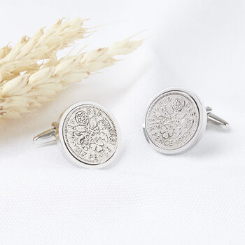 Sixpence Year Coin Cufflinks 1928 To 1967, 2 of 11