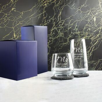 Personalised Mr And Mrs Glass Set, 3 of 6