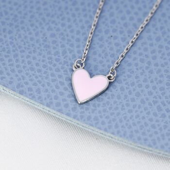 Pink Heart Pendant Necklace In Sterling Silver, 3 of 11