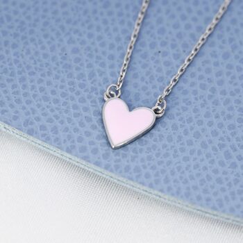 Pink Heart Pendant Necklace In Sterling Silver, 3 of 12