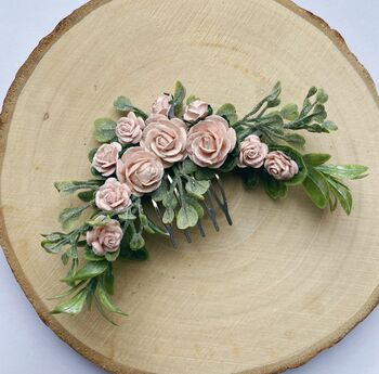 Blush Pink Flower Hair Comb, 3 of 6
