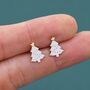 Extra Tiny Christmas Tree Stud Earrings In Sterling Silver, thumbnail 7 of 12