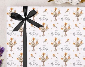 Three Sheets Of March Birth Month Birthday Wrapping Paper, 2 of 2