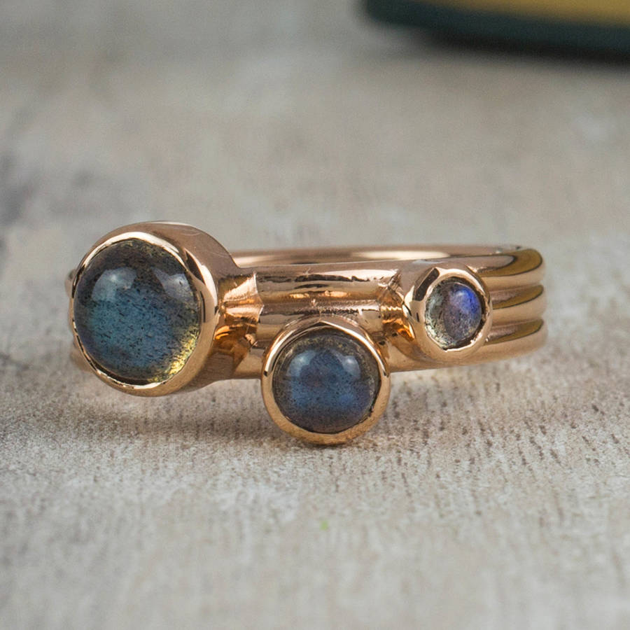 Solid Rose Gold Labradorite Ring Nebula Red Storm By Alison Moore ...