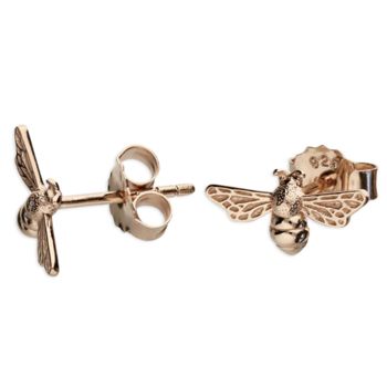 Rose Gold Plated Sterling Silver Bee Stud Earrings, 2 of 4