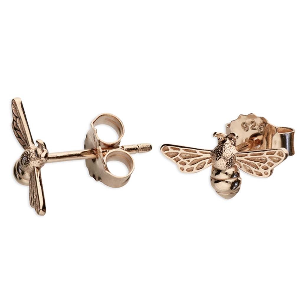 Rose Gold Plated Sterling Silver Bee Stud Earrings By PoppyK ...