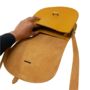 Leather Saddle Bag Loop Closure Crossbody Sam In Yellow, thumbnail 2 of 8