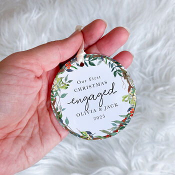 Personalised Our First Christmas Engaged Ornament Gift, 3 of 7