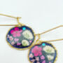 Elegant Black Earrings With Pink Flowers, thumbnail 5 of 11
