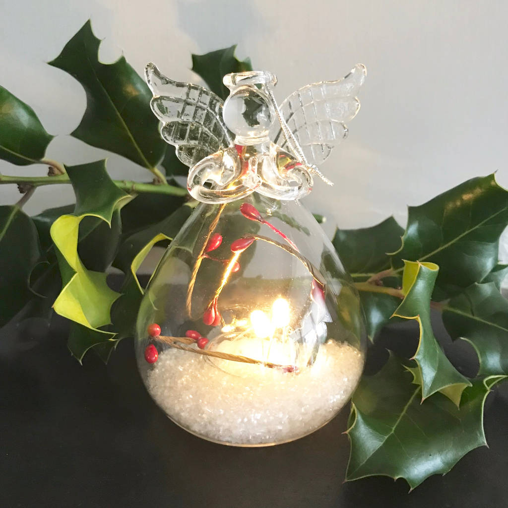 glass angel christmas decoration by pink pineapple home & gifts