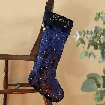 Personalised Constellation Velvet Christmas Stocking, 2 of 9
