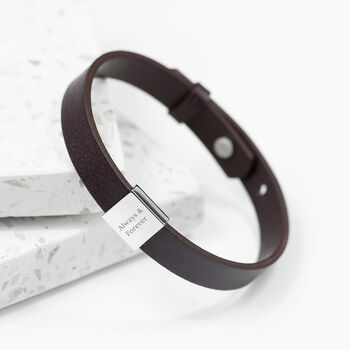 Personalised Men's Soho Tag Message Leather Bracelet, 5 of 9