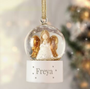 Personalised Angel Glitter Snow Globe Bauble, 2 of 4