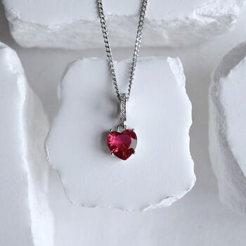 Heart Red Stone Necklace Gift Tiny Heart 925, 6 of 8