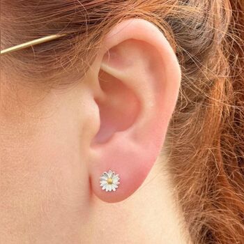 Sterling Silver And Gold Plated Daisy Stud Earrings, 2 of 4