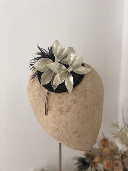 Gold And Black Leather Cocktail Hat 'Thea', 8 of 12