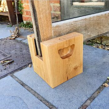 Oak Slot Doorstop – Handmade Windproof Holder For Patio, Bi Fold And External Doors, 3 of 10