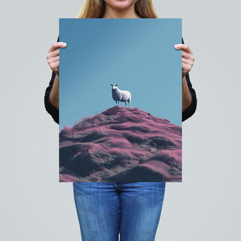 High On The Heather Sheep Scotland Blue Wall Art Print, 2 of 6