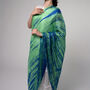 100% Mulberry Silk Scarf, Green And Blue, Aurora Borealis In Gift Box, thumbnail 3 of 10