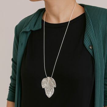 Long Statement Leaf Pendant Necklace, 2 of 5