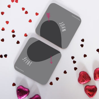 Personalised Love Heart Coasters Pair, 3 of 7