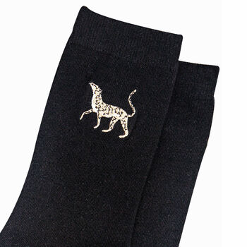 Embroidered Cheetah Ankle Socks Black, 3 of 4
