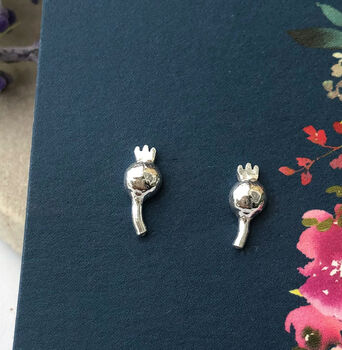 Mother's Day Sterling Silver Mini Poppy Seed Head Earrings, 8 of 9