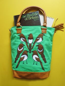 Seven Magpies Green Canvas Tote, 2 of 4