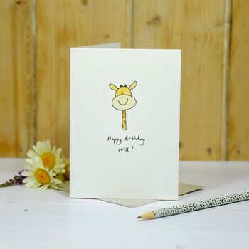 Personalised 'Smiley Giraffe' Handmade Card, 2 of 3